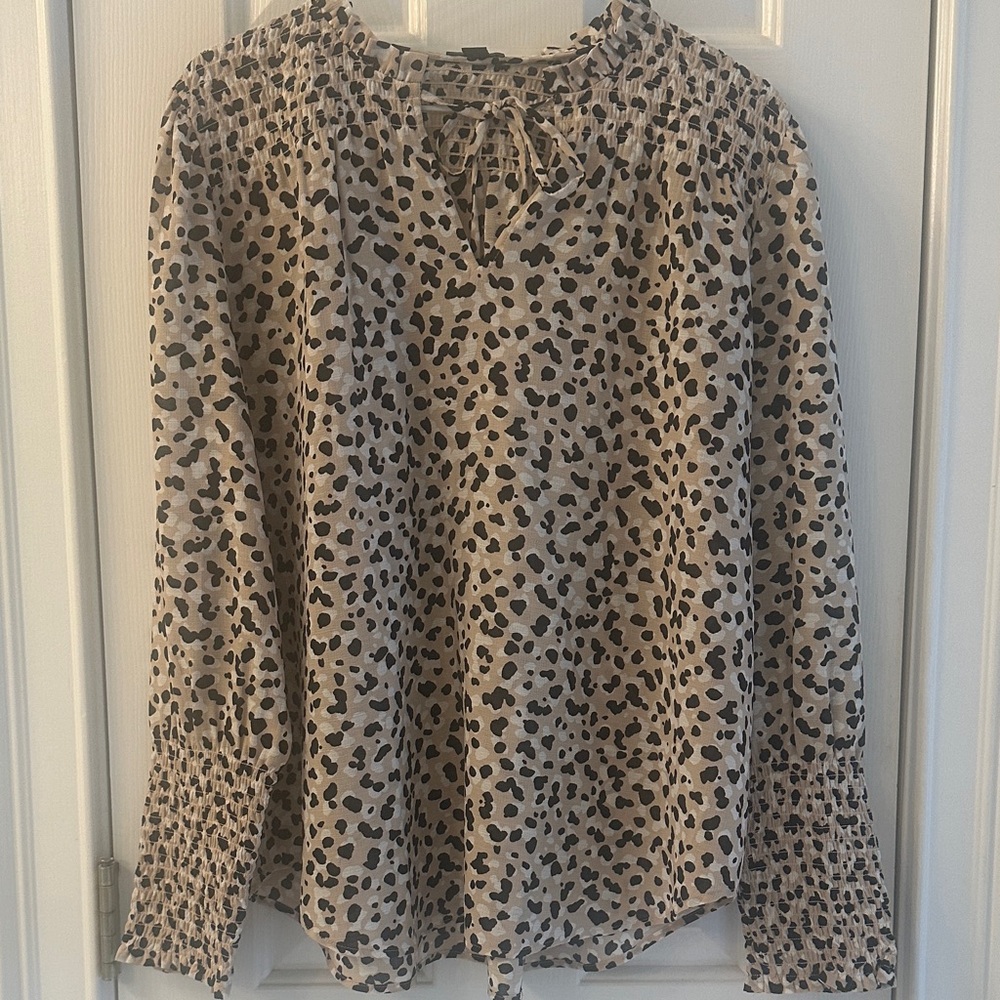 Ann Taylor Tan and Black Patterned Blouse